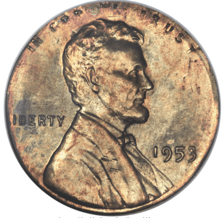1953 Wheat Penny on Cuban 1-Cent Planchet