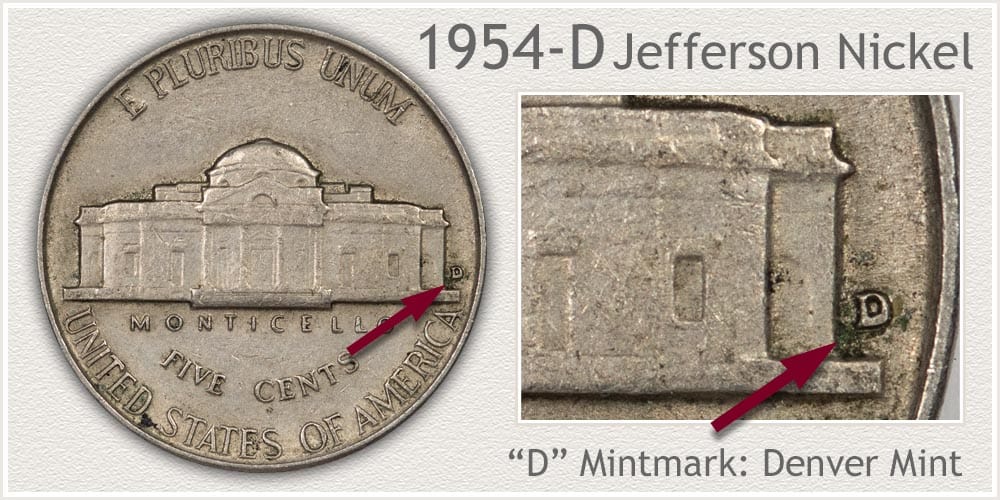 1954 D Jefferson nickel