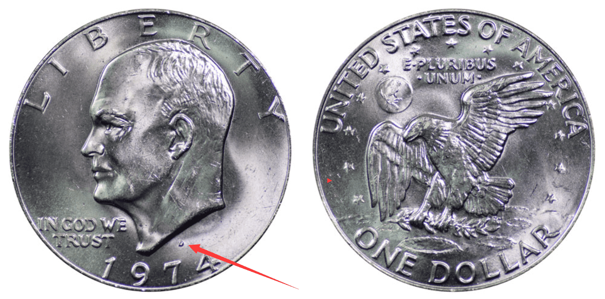 1974 D Eisenhower clad dollar