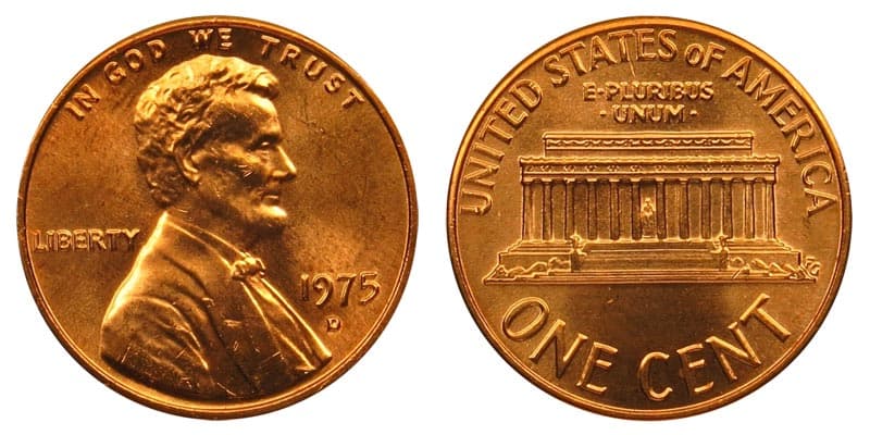1975 D Lincoln Memorial penny