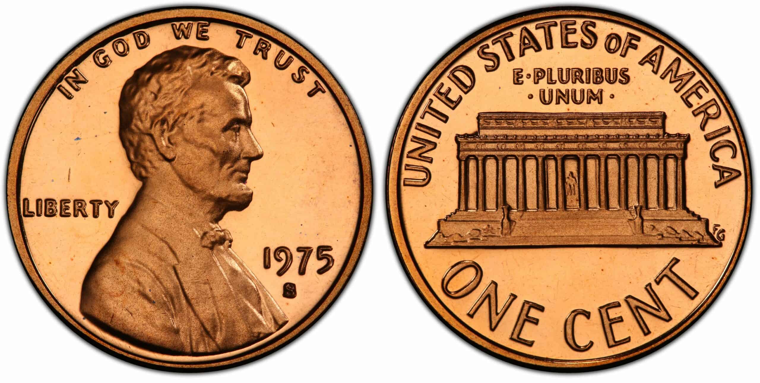 1975 S proof Lincoln Memorial penny