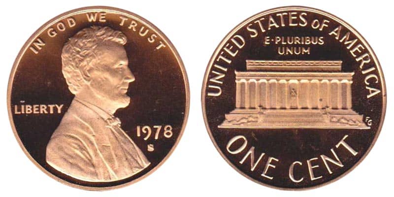 1978 S Lincoln Memorial penny