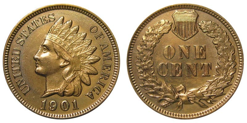 No Mint mark 1901 Indian head penny