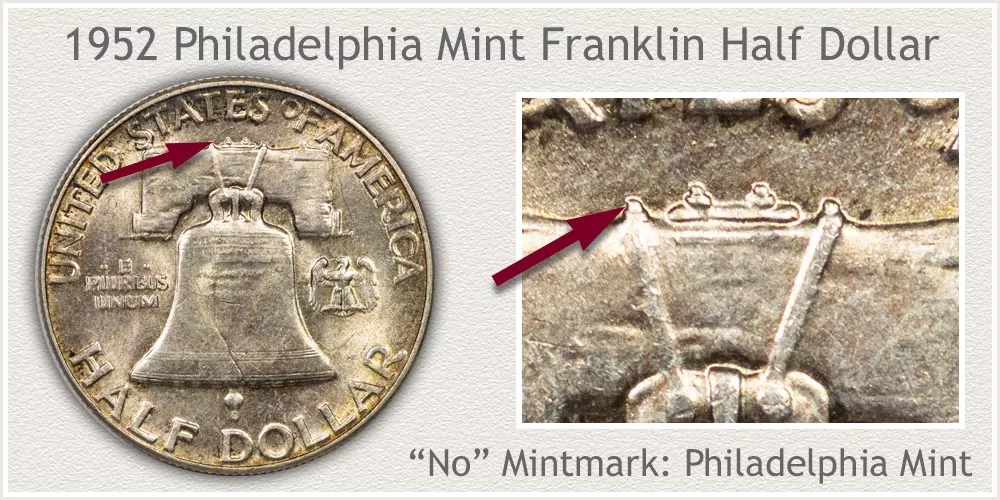 No Mint mark 1952 Franklin half-dollar