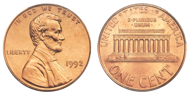 No Mint mark 1992 Memorial penny