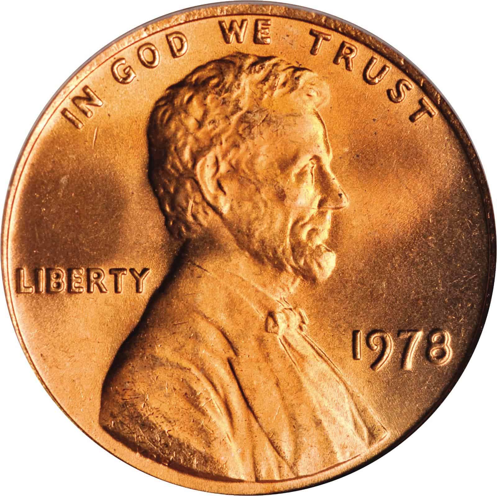 The 1978 Lincoln Memorial penny obverse