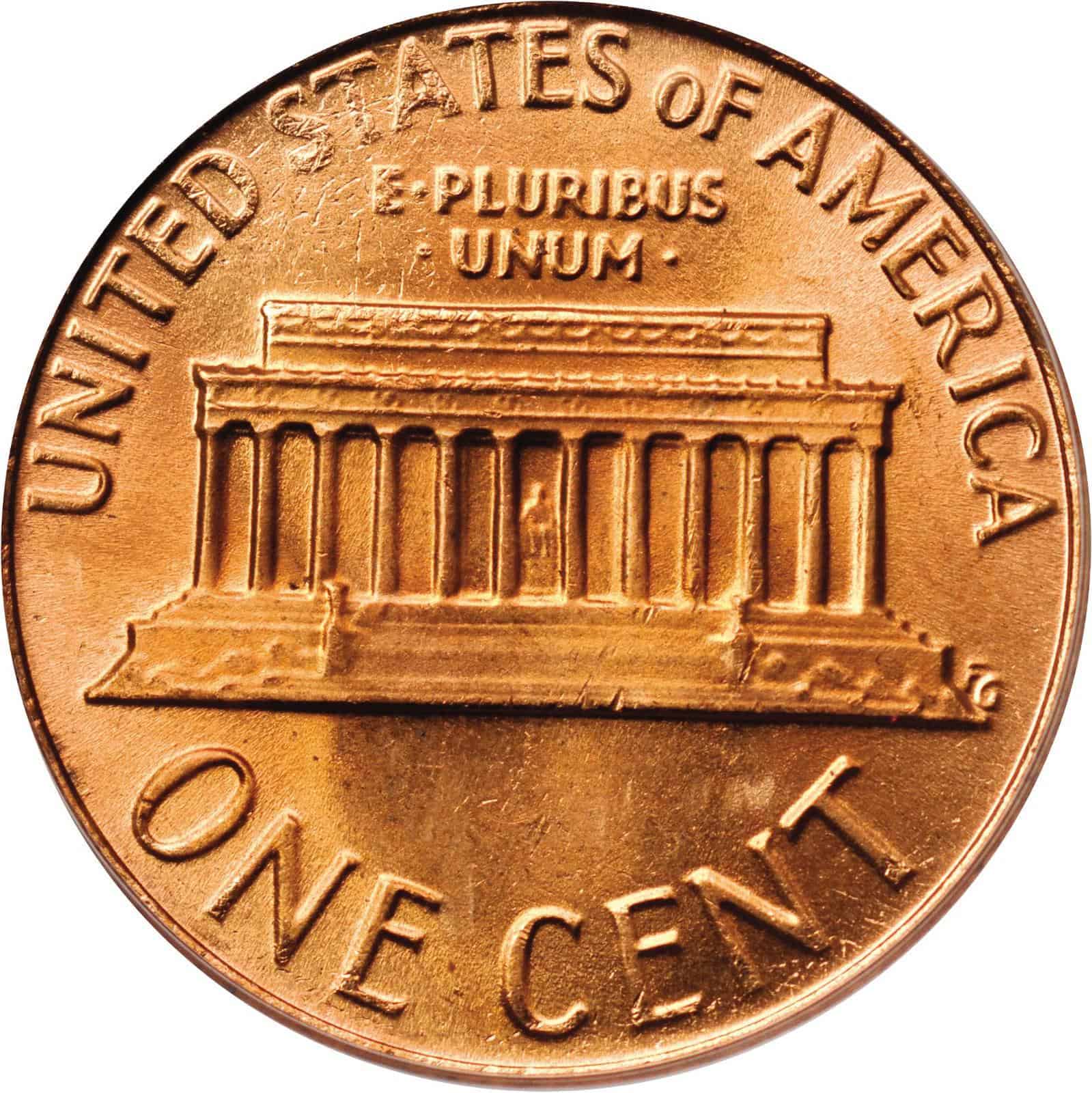 The 1978 Lincoln Memorial penny reverse