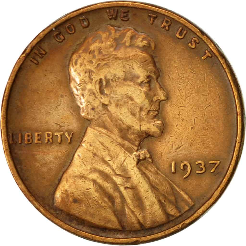 The Obverse of the 1937 Wheat Penny