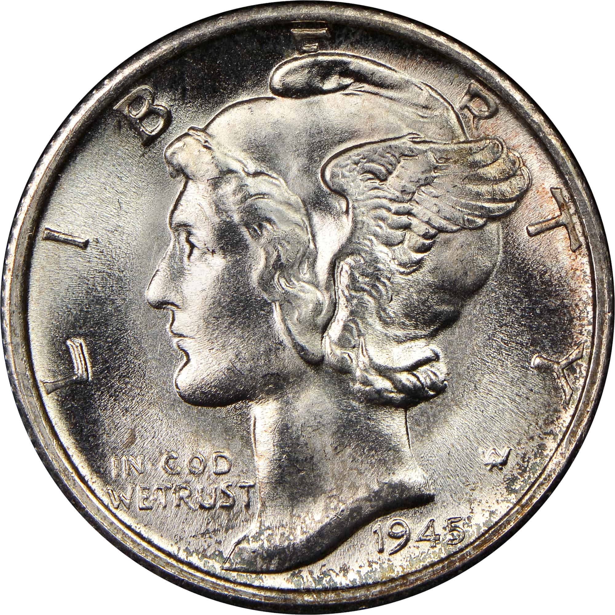 The Obverse of the 1945 Mercury Dime