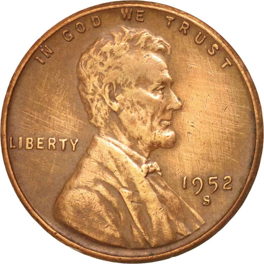 The obverse of the 1952 wheat penny