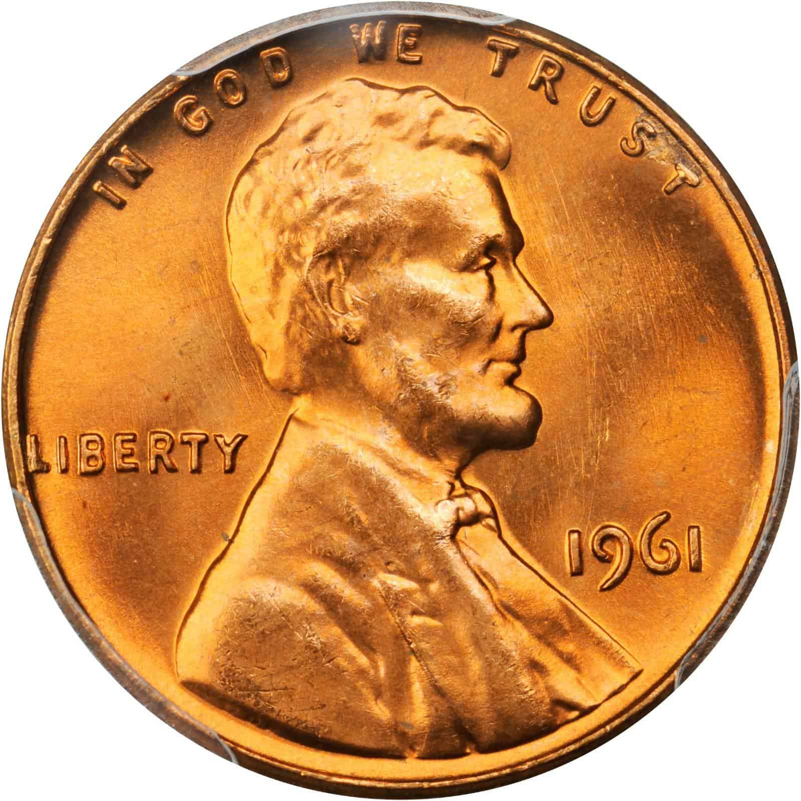 The obverse of the 1961 Lincoln Memorial penny