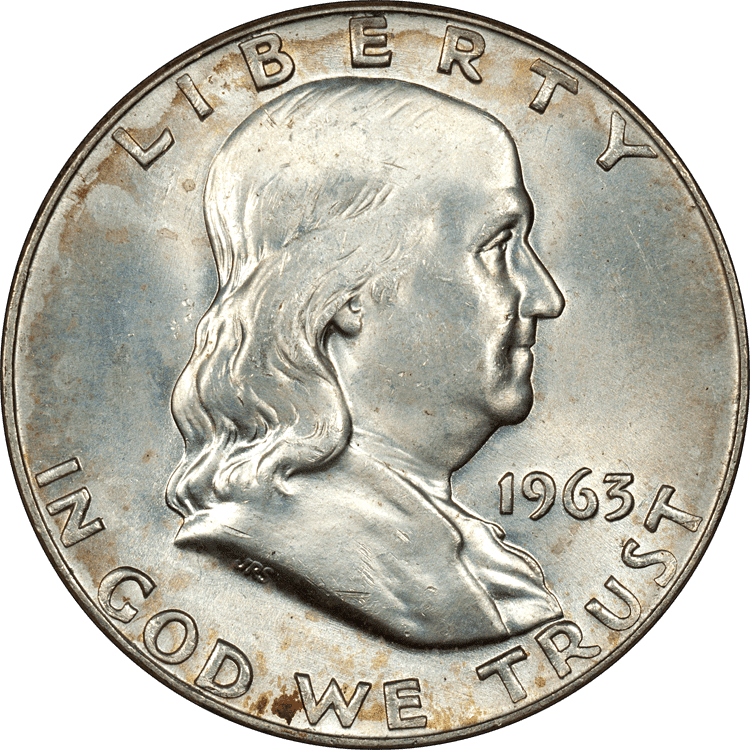 The obverse of the 1963 Franklin half-dollar