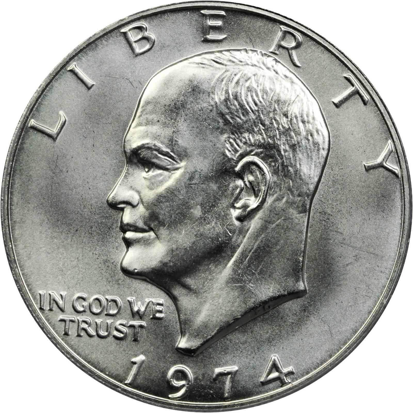 The obverse of the 1974 Eisenhower dollar