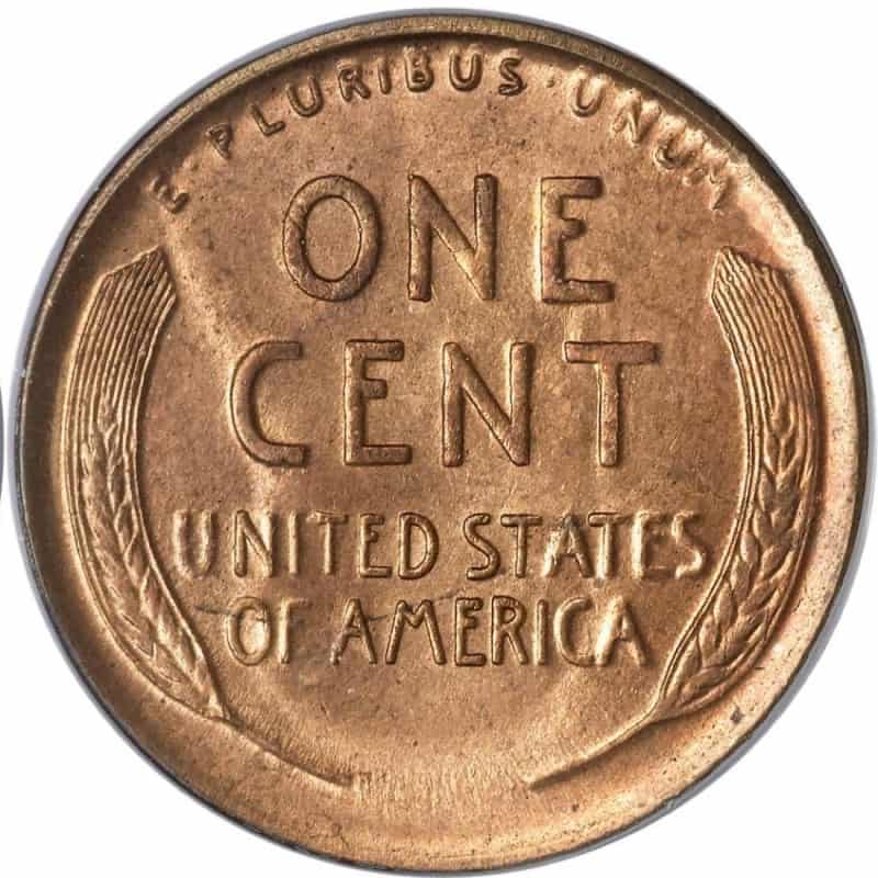 The reverse of the 1918 Lincoln wheat penny
