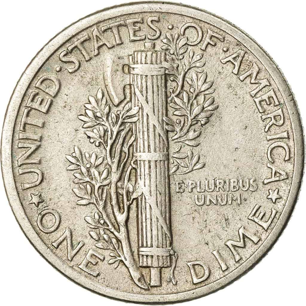 The reverse of the 1941 Mercury dime