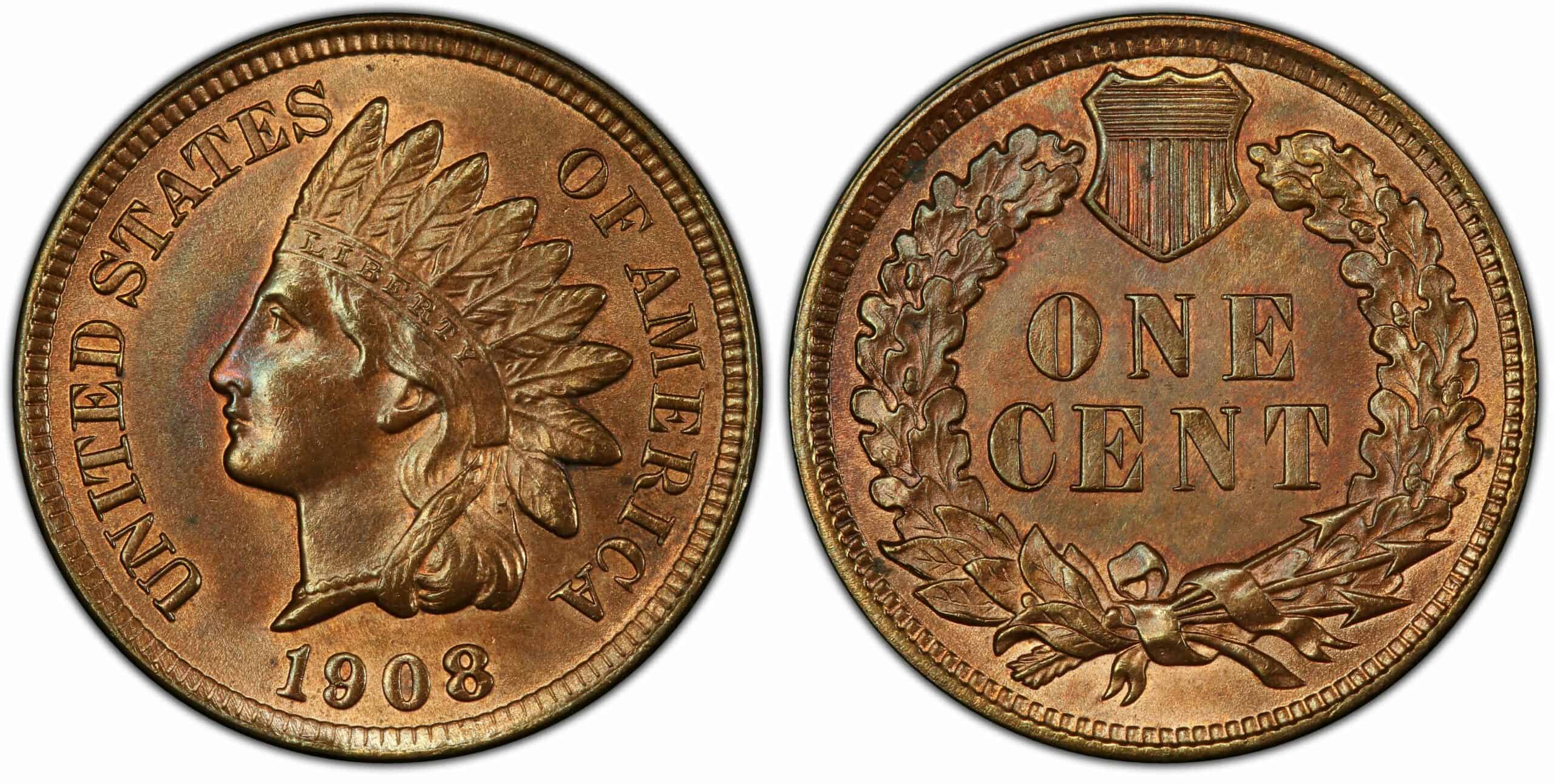 1908 Indian Head Penny MPD FS-301 Error