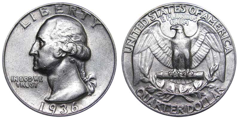 1936 No Mint Mark Washington quarter Value