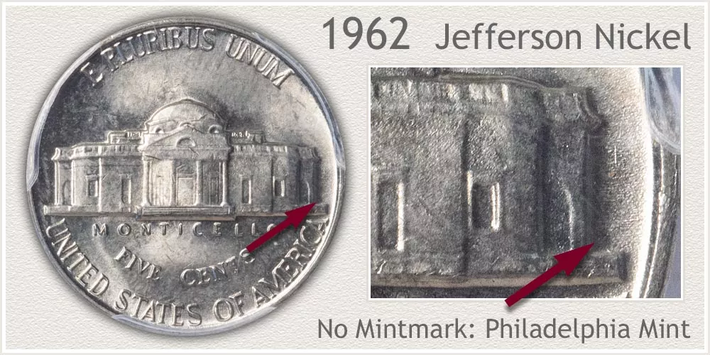 1962 No Mint mark Jefferson nickel Value