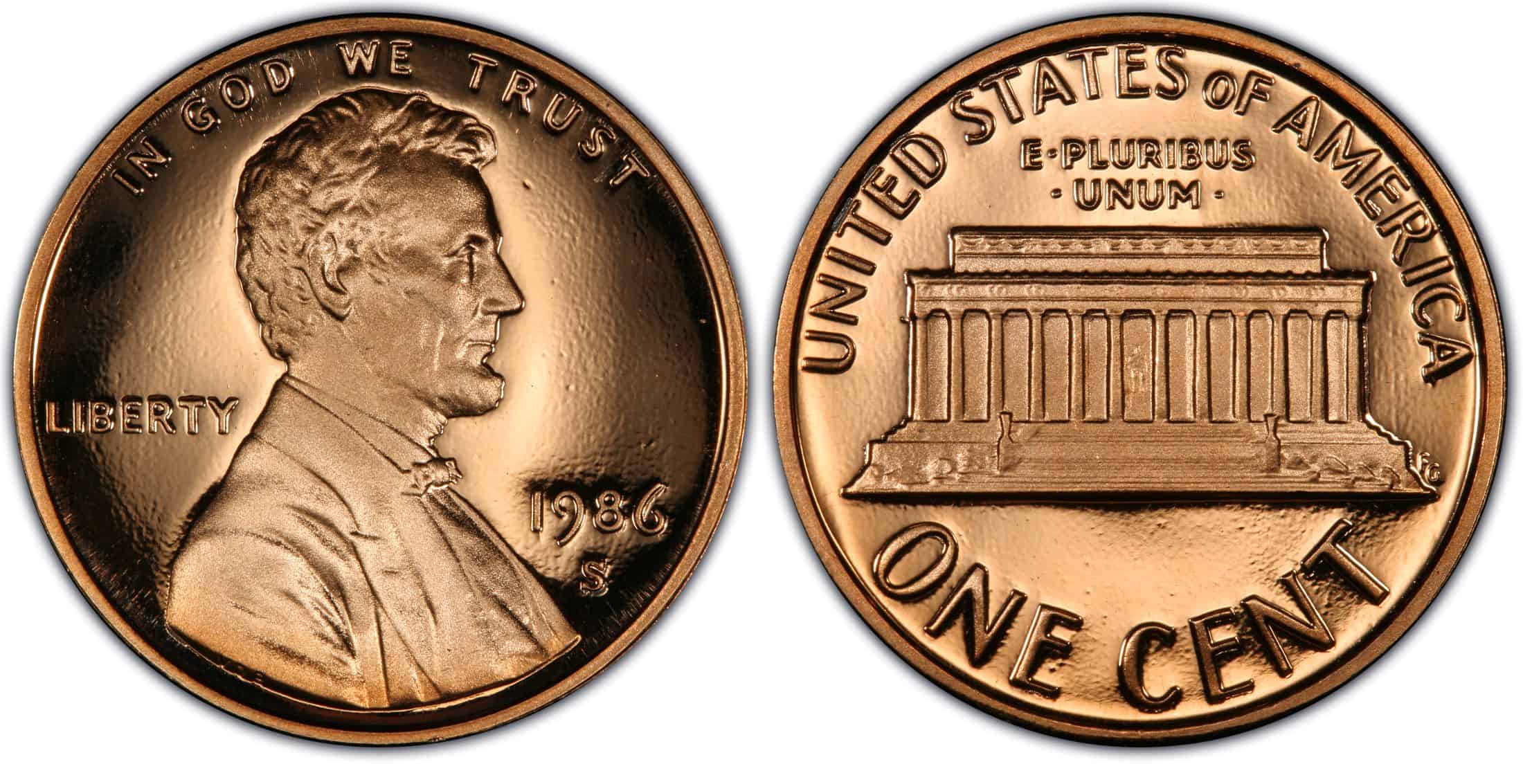 1986 S Memorial (Lincoln) penny (proof) Value