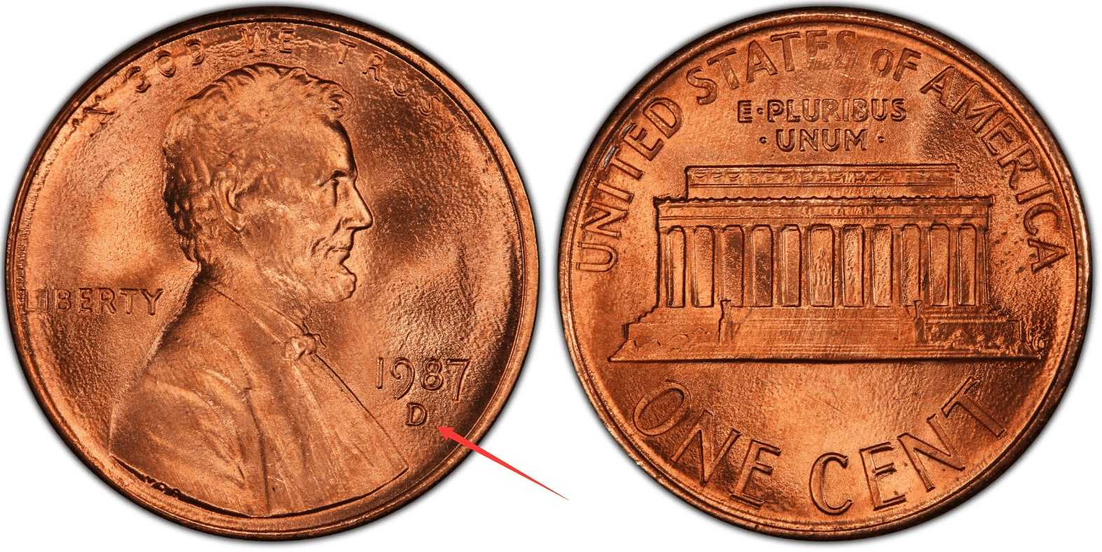 1987 D penny Value