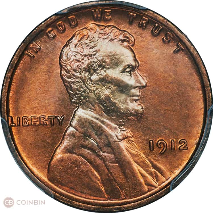 The obverse of the 1912 Wheat penny