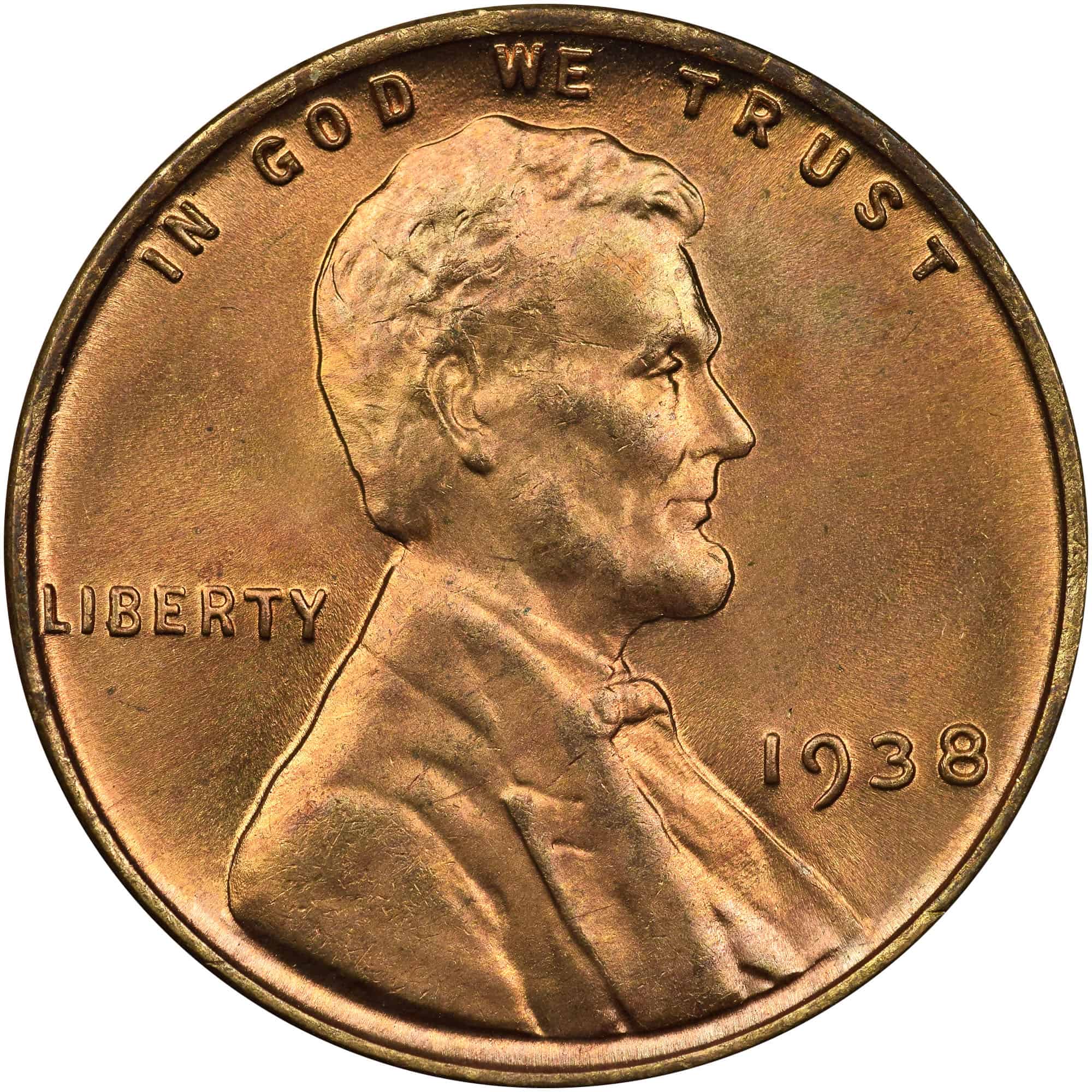 The obverse of the 1938 Lincoln cent