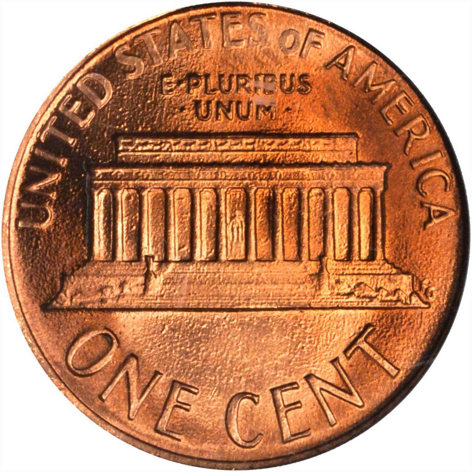The reverse of the 1986 Memorial (Lincoln) penny