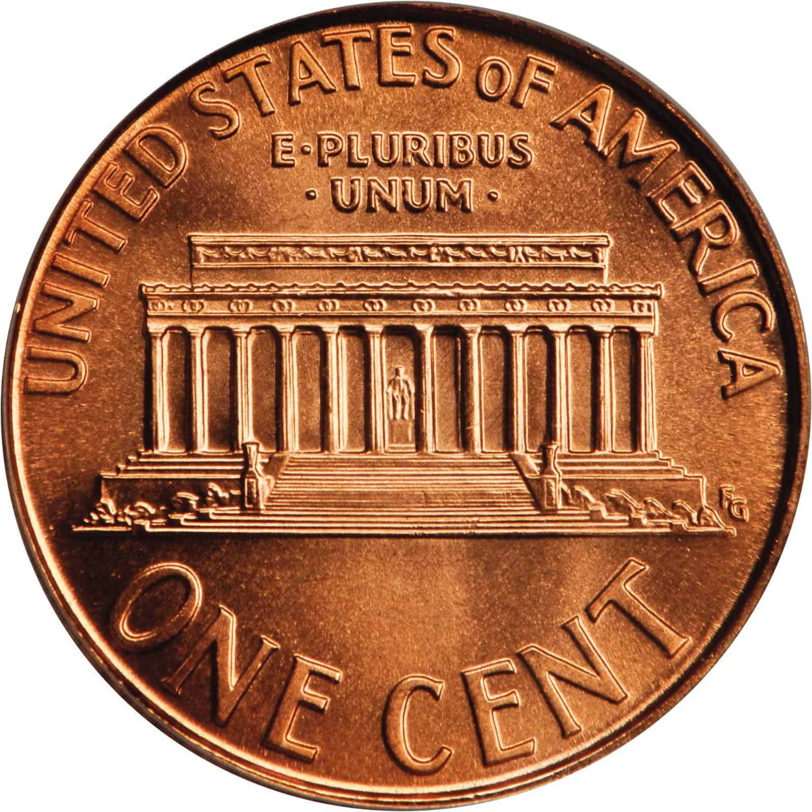 The reverse of the 1996 Lincoln penny