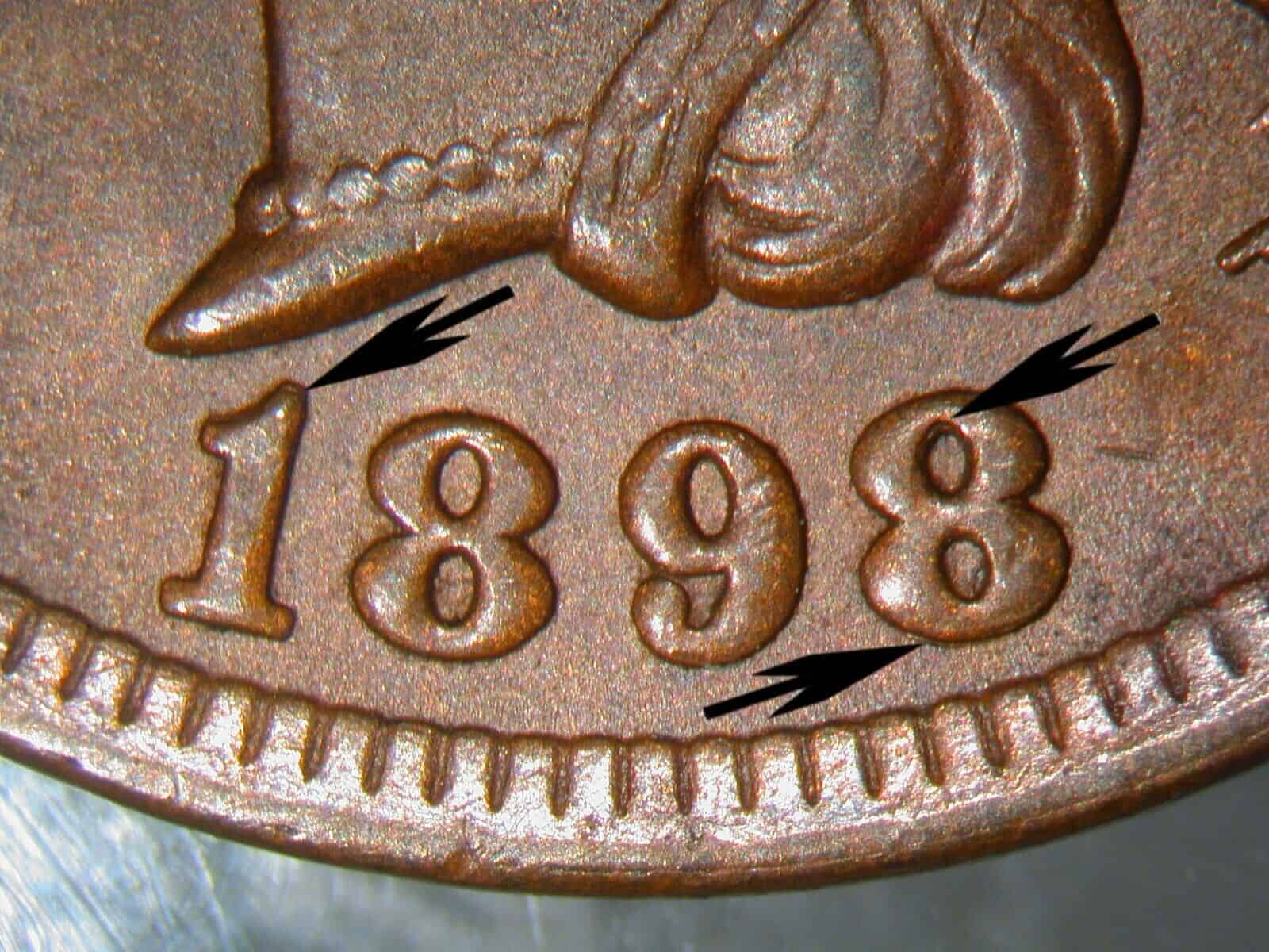 1898 Indian Head Repunched date