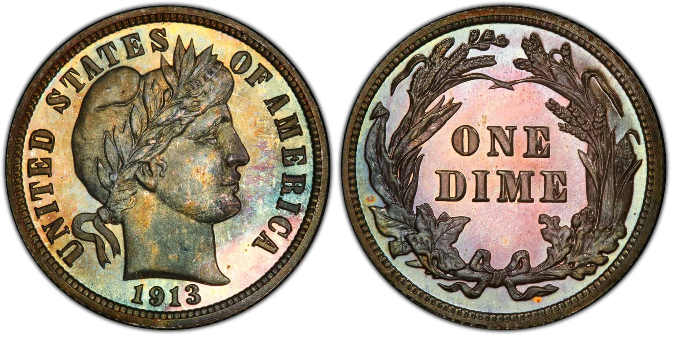 1913 proof Barber dime Value 