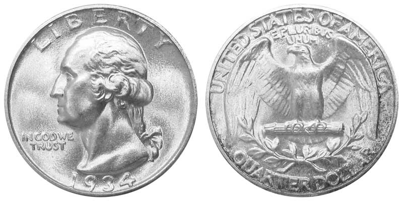 1934 No-Mint mark Quarter Value