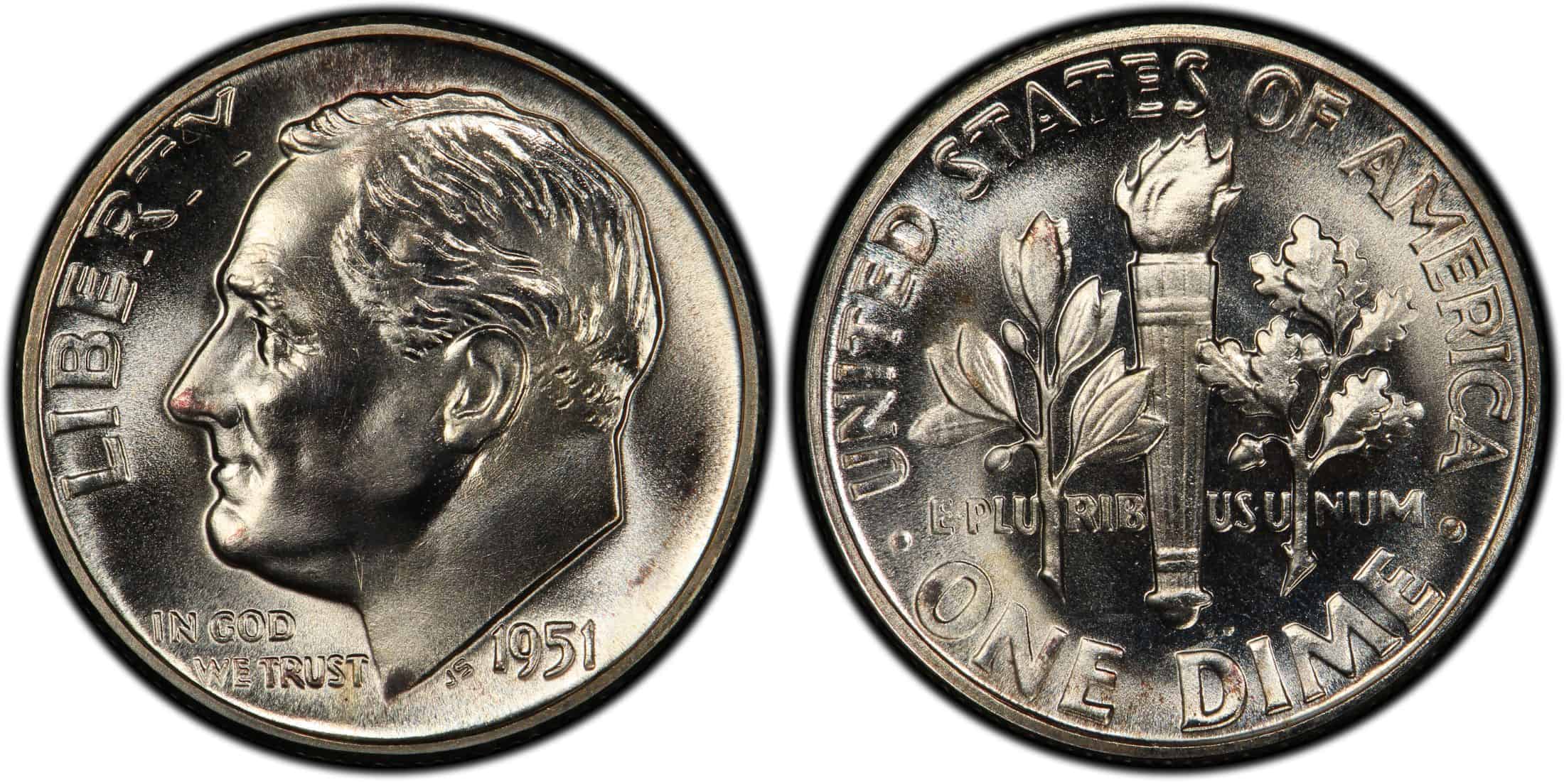 1951 proof Roosevelt dime Value