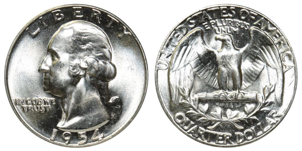 1954 No Mint Mark Washington quarter Value