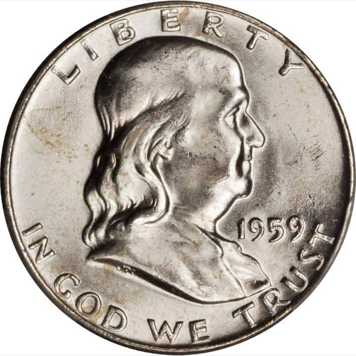 1959 Franklin Half-dollar Doubled die reverse