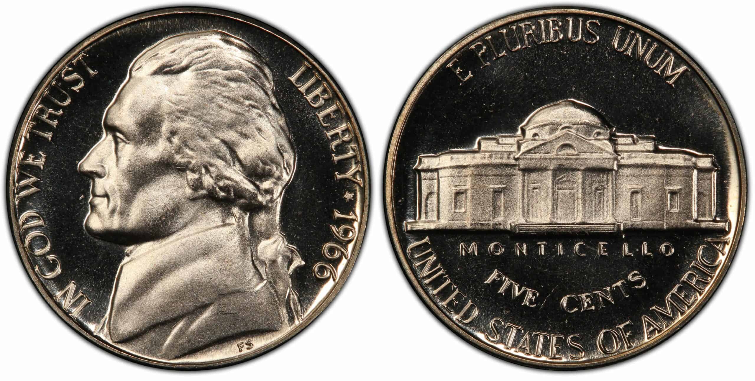 1966 No Mint mark Jefferson nickel Special strike Value