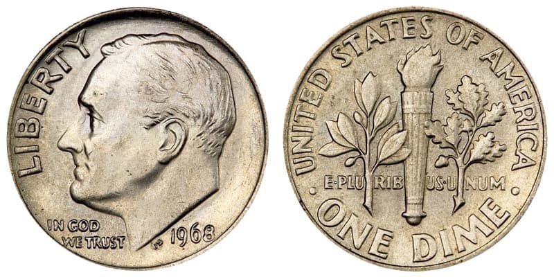 1968 (P) No Mint Mark Dime Value
