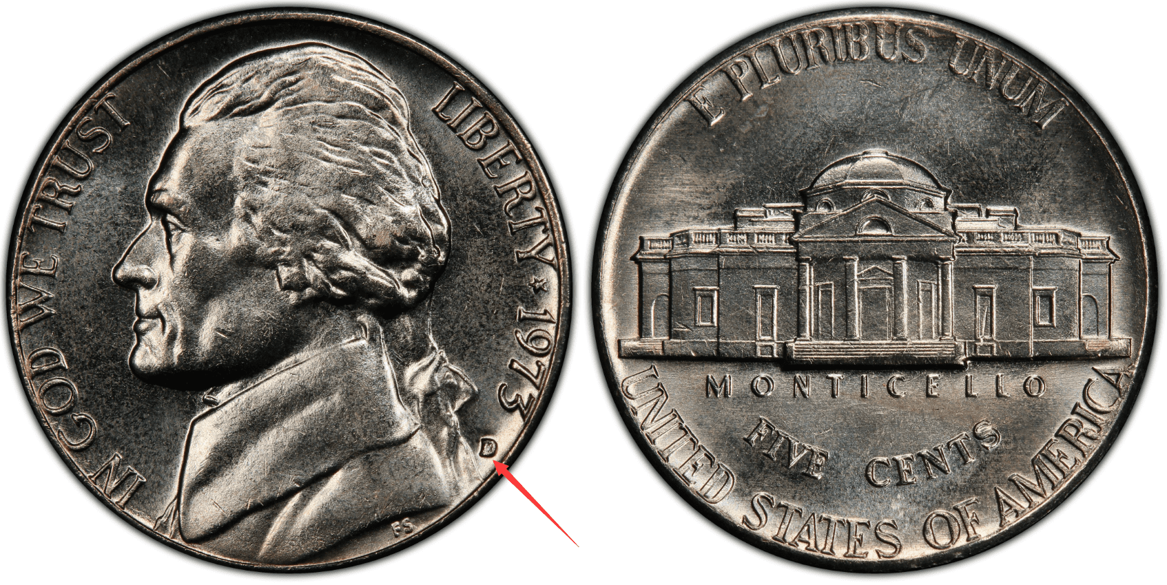 1973 D Jefferson nickel Value