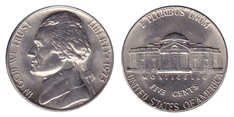 1973 No Mint Mark Jefferson nickel Value