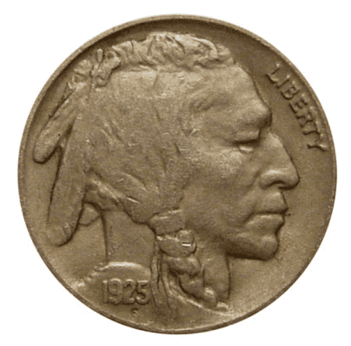 The obverse of the 1925 Buffalo nickel