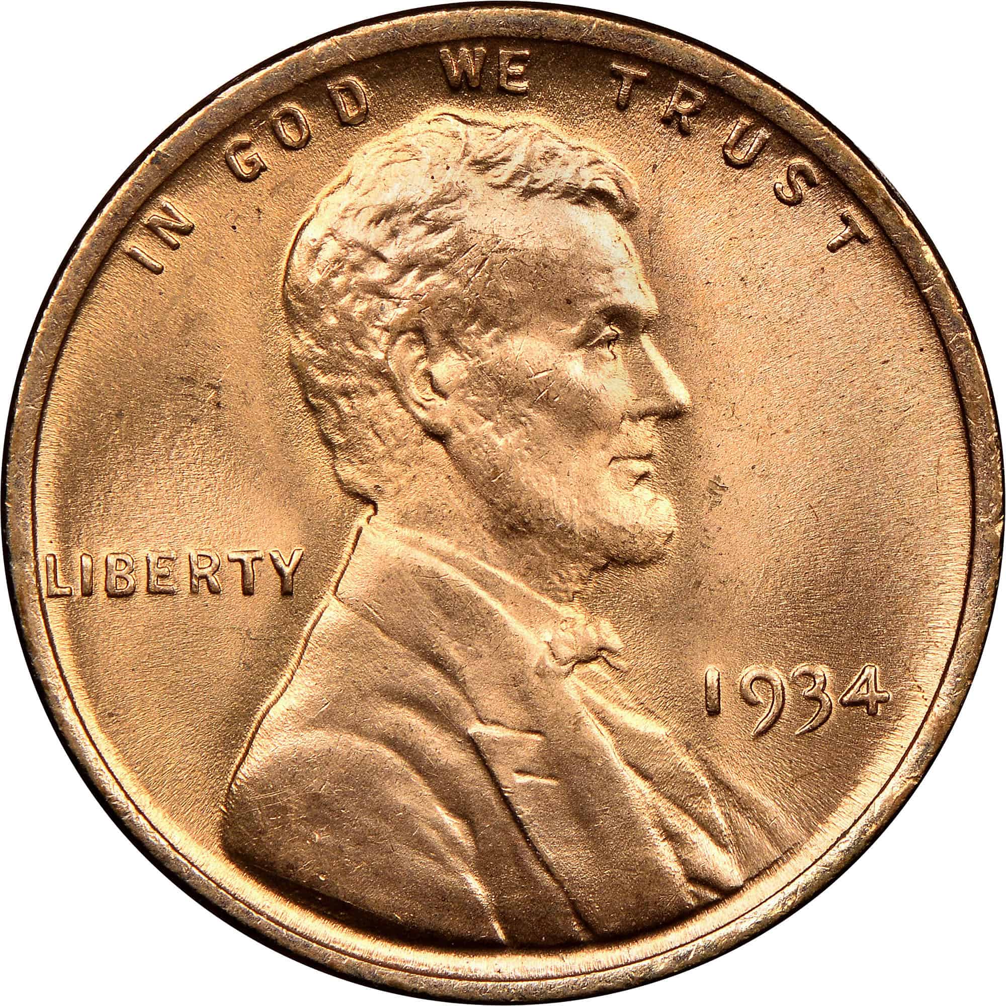 The obverse of the 1934 Lincoln penny