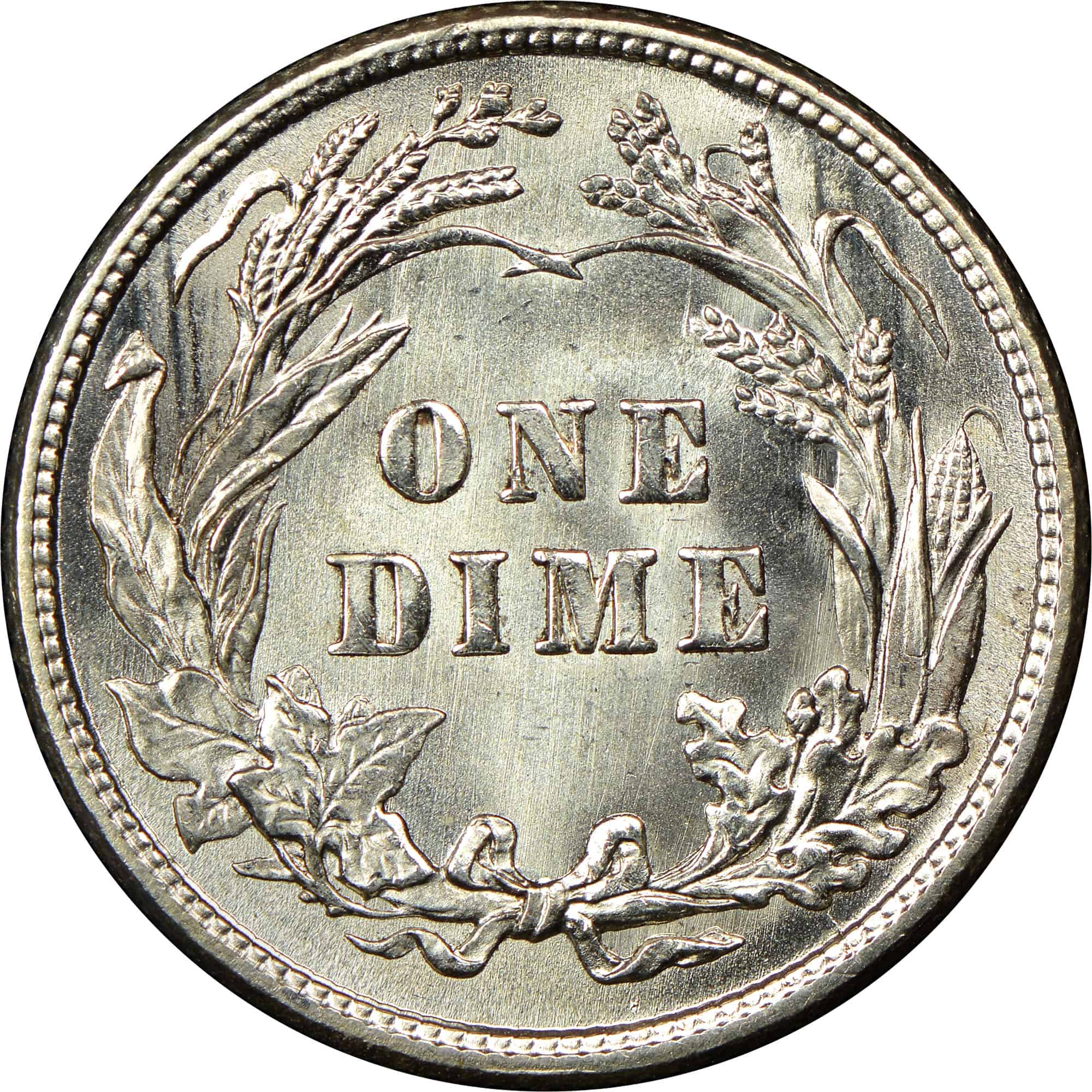 The reverse of the 1913 Barber dime