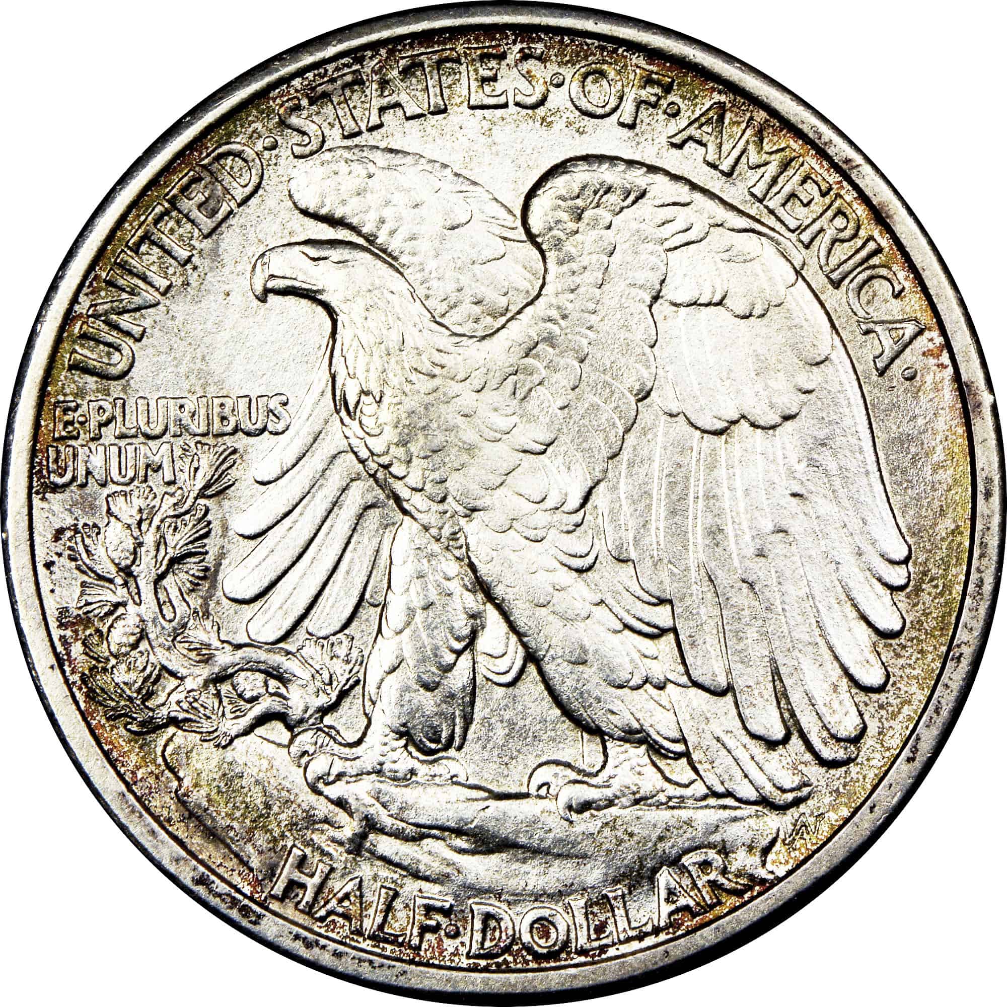 The reverse of the 1917 Walking Liberty half-dollar