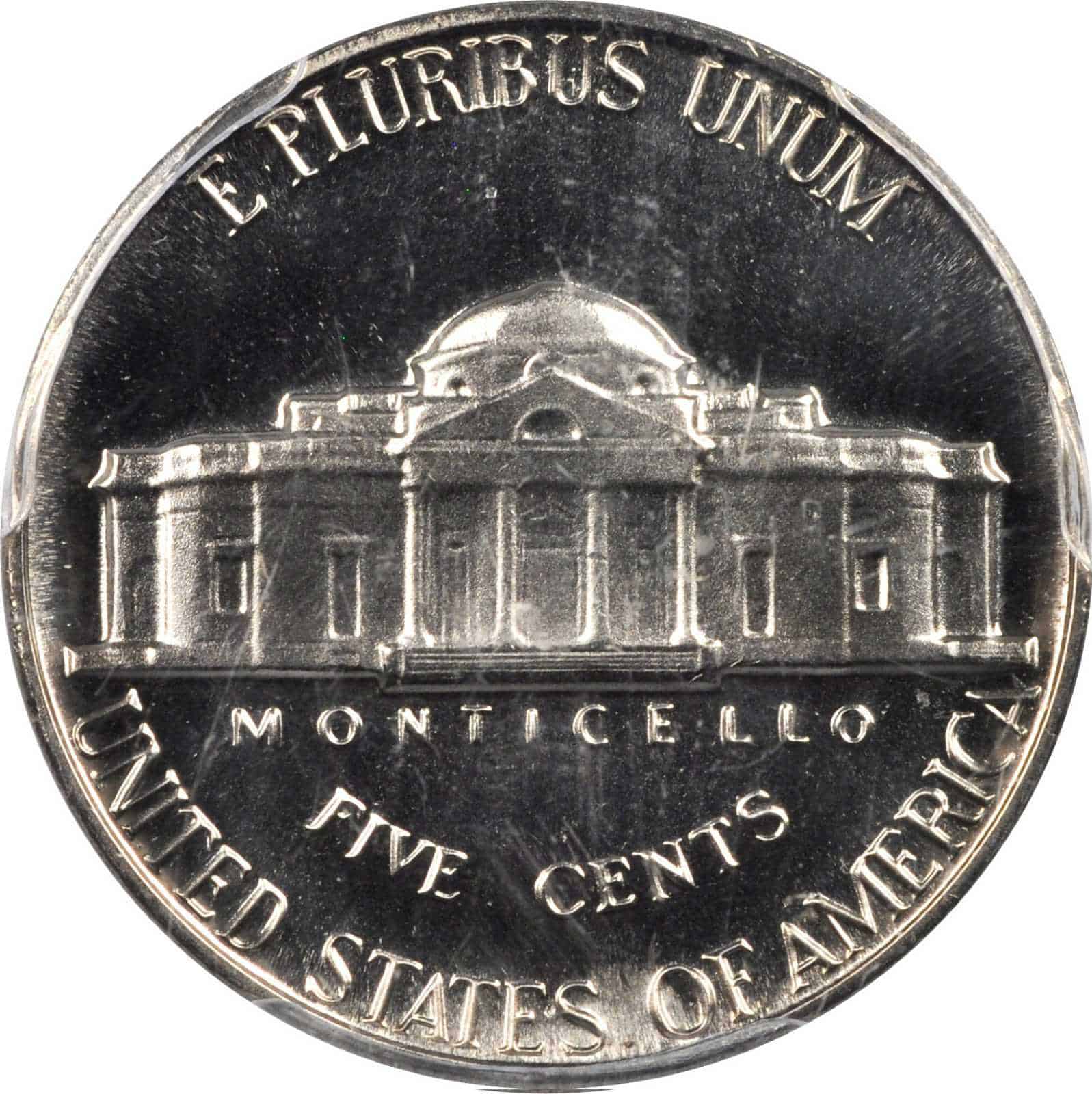 The reverse of the 1966 Jefferson nickel
