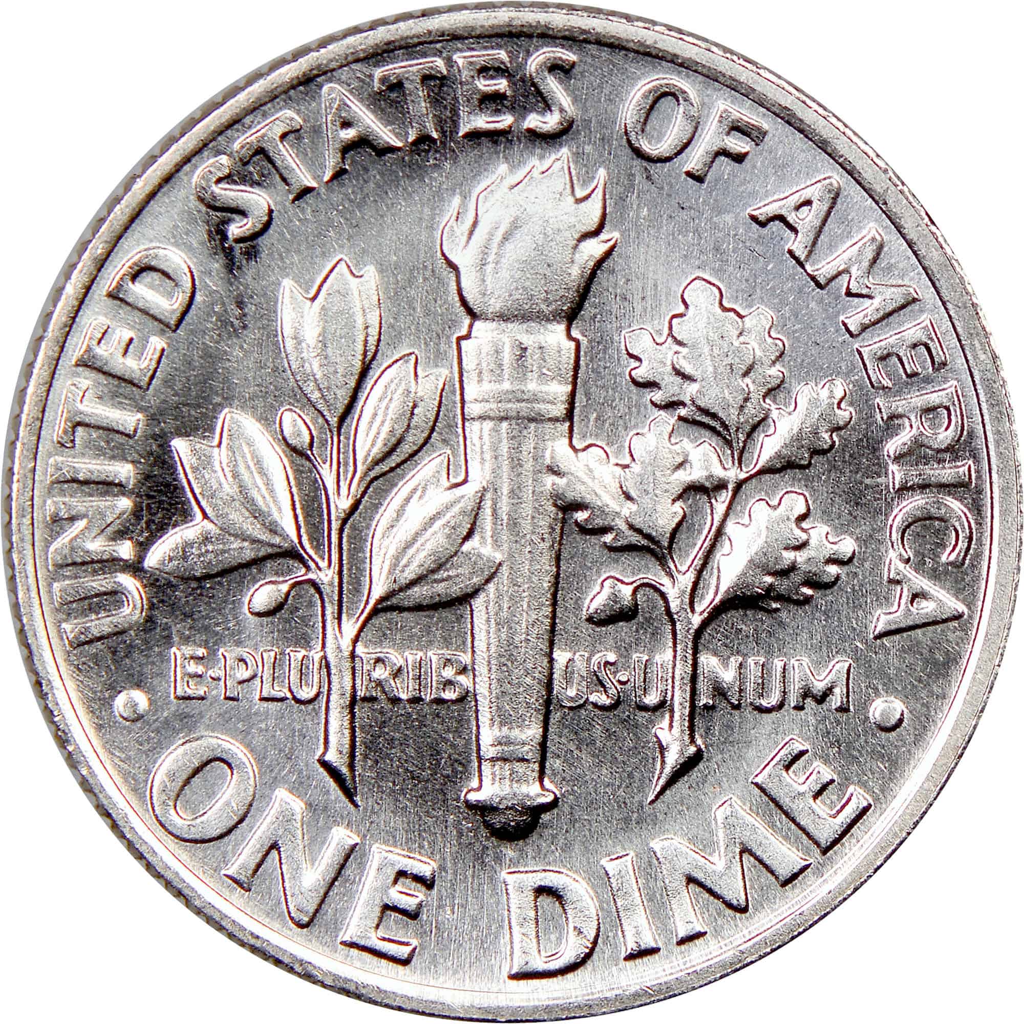 The reverse of the 1969 Roosevelt dime