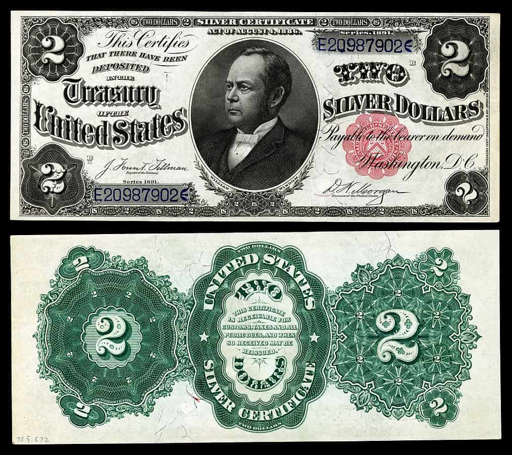1891 $2 Silver Certificate